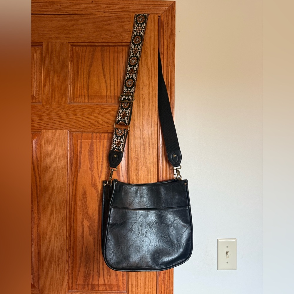 Black Leather Crossbody Bag